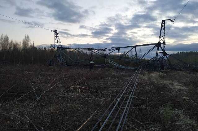 В Ленинградской области подорвана опора ЛЭП